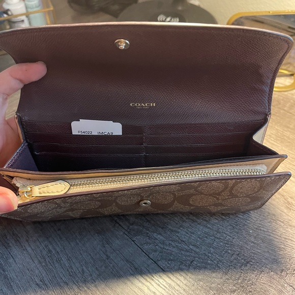 Coach Signature PVC Slim Envelope Wallet F54022 - Khaki Platinum - Picture 9 of 9